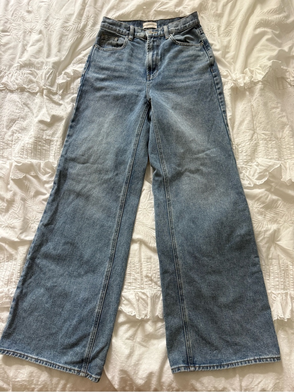 PacSun High-Rise Wide Leg Jeans in Light Blue Denim